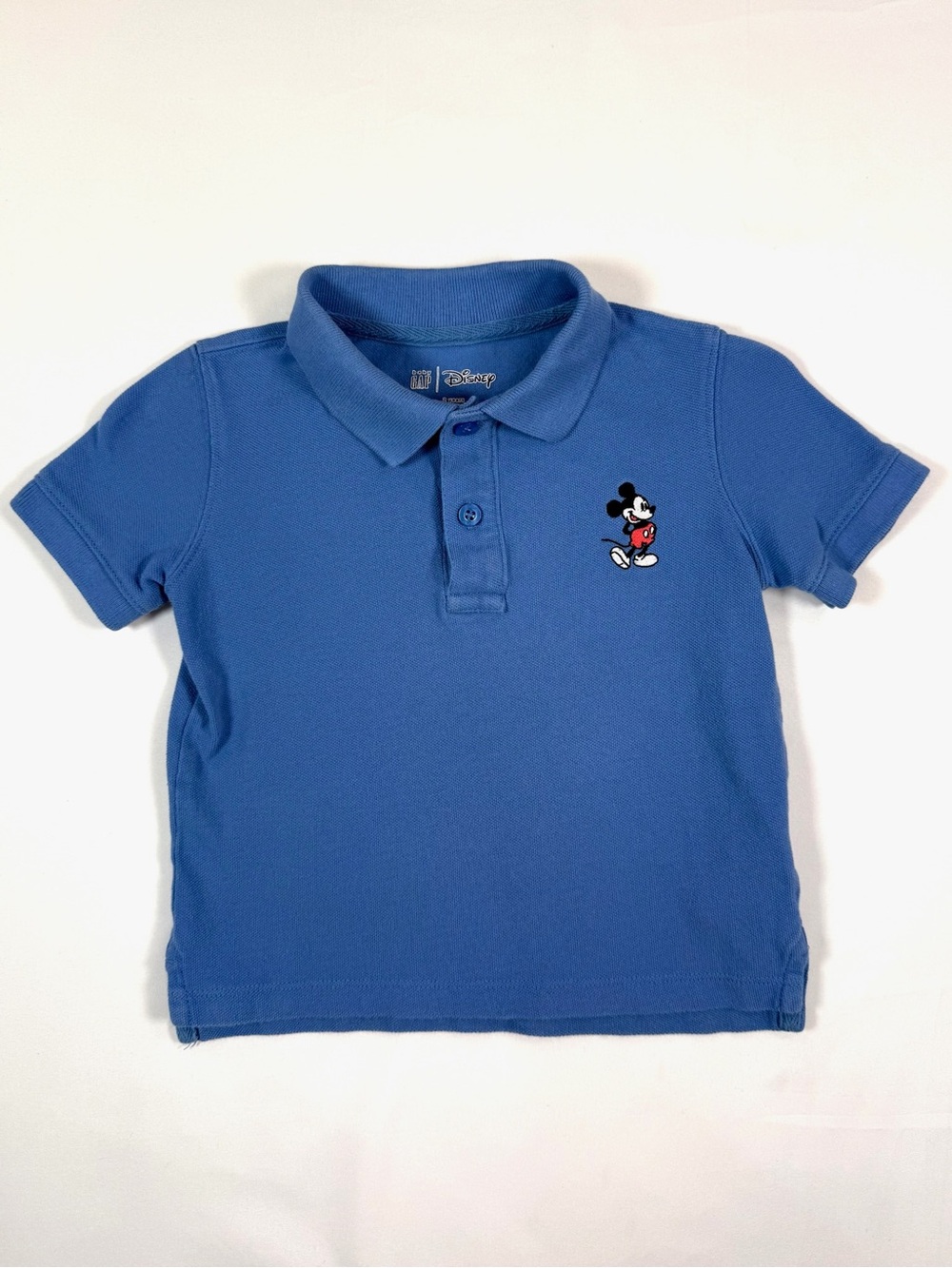 BABYGAP X DISNEY Boys' Mickey Mouse Cabana Blue Embroidered Polo Shirt Size 2